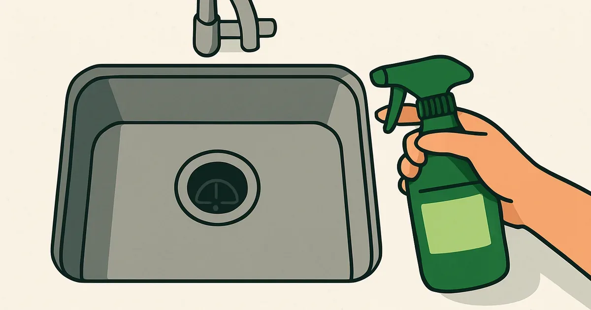 Pouring enzyme cleaner into a kitchen garbage disposal from above