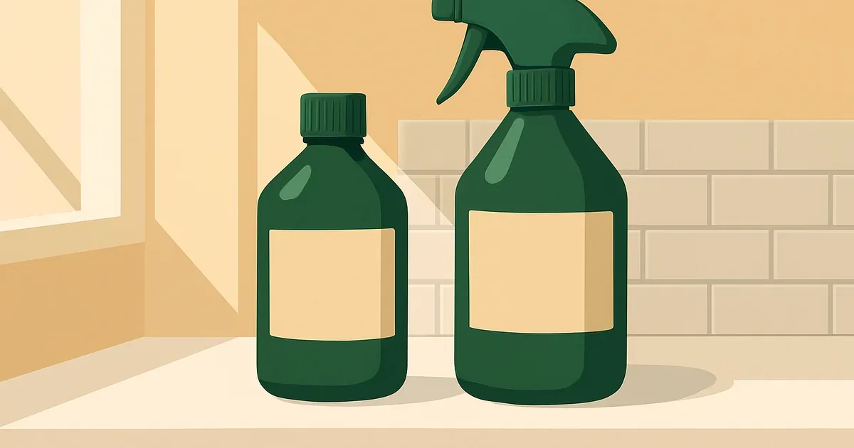 Fragrance-free enzyme cleaner bottles on a clean white kitchen counter