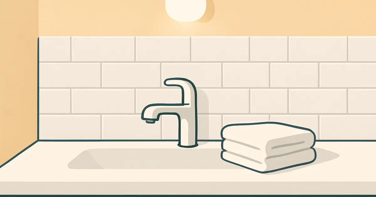 Clean white bathroom counter and tile, fresh and odor-free