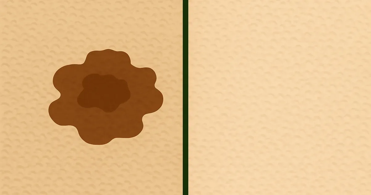 Before and after enzyme cleaner treatment on a set-in carpet stain