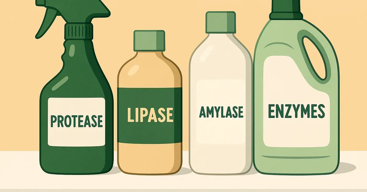 Enzyme cleaners containing protease for blood stain removal