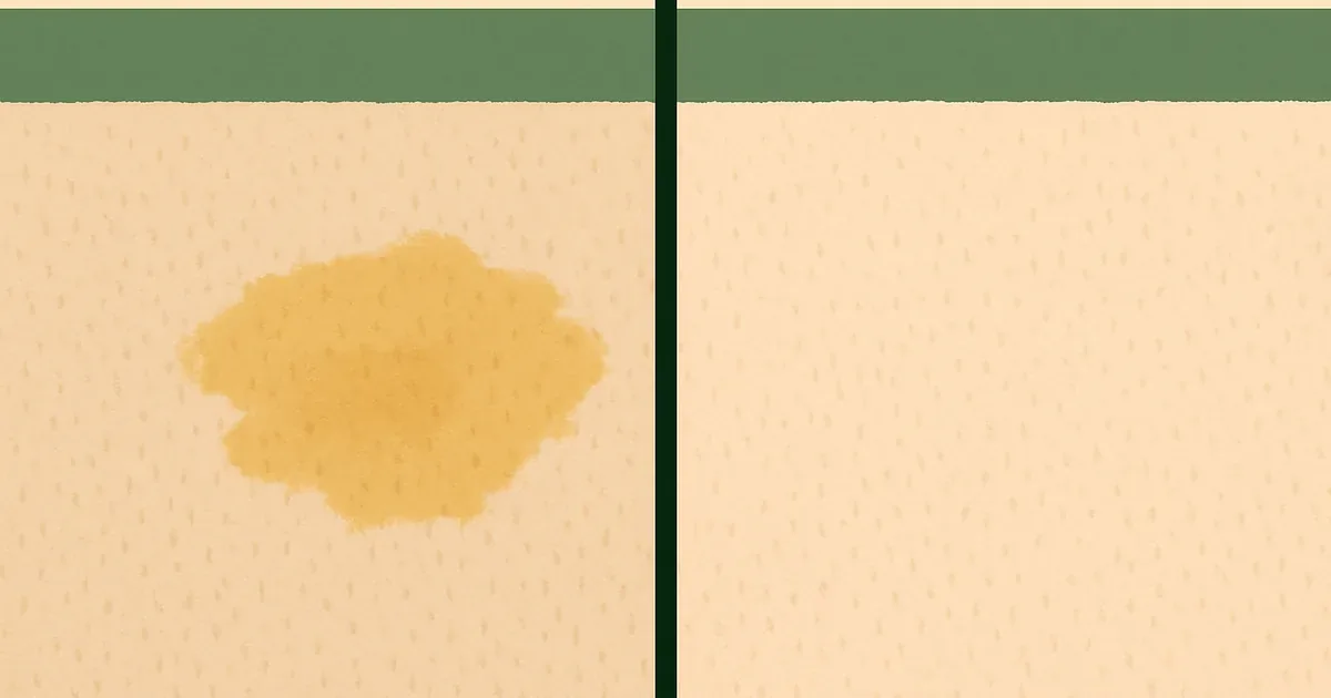 Before and after enzyme cleaner treatment on dog urine carpet stain