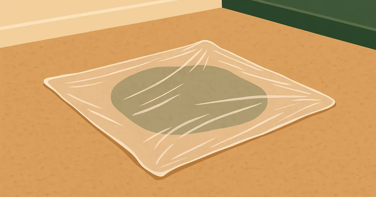 Plastic wrap covering carpet to keep enzyme cleaner moist during treatment